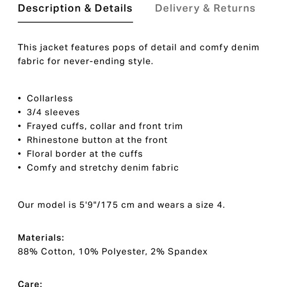 Frayed edge denim jacket with jewel detail - Laura - size 14 - Picture 6 of 13